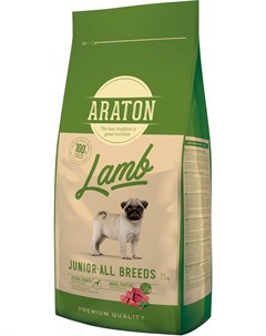 Dog Junior Lamb для щенков всех пород с ягненком и рисом 15 кг Araton