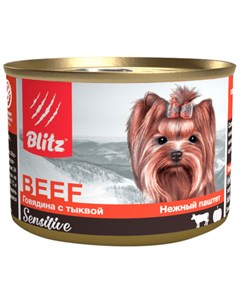 Sensitive для собак мелких пород паштет с говядиной и тыквой 200 гр х 24 шт Blitz