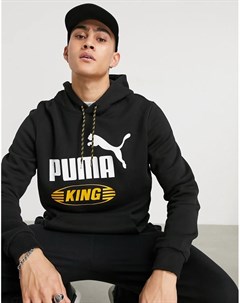 Oversized худи черного цвета с логотипом King Puma