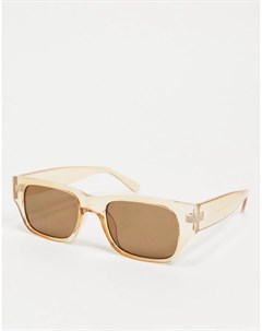 Квадратные солнцезащитные очки в прозрачной коричневой оправе с коричневыми линзами Asos design