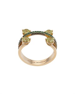 Золотое кольцо Linked Dots с хризолитом и цаворитом Delfina delettrez