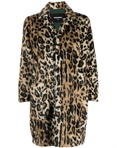 Однобортное пальто с леопардовым принтом Dsquared2