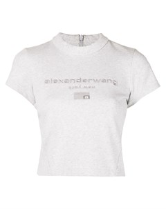 Укороченная футболка с вышитым логотипом Alexander wang