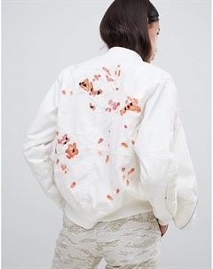 Куртка из переработанного материала с вышитыми цветами Maharishi