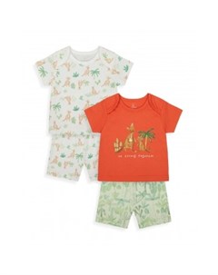 Пижамы Кенгурята 2 шт зеленый белый оранжевый Mothercare