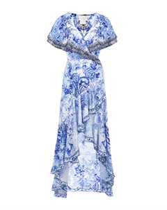 Бело голубое платье с воланом Camilla