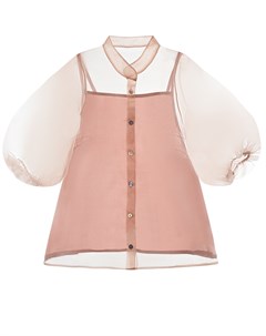Розовая блуза с воротником сто йкой детская Nikolia