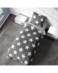 Комплект постельного белья Crazy Getup Grey stars с наволочкой 70х70см 1 5 спальный Отк