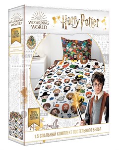 Комплект постельного белья Гарри Поттер Волшебный мир с наволочкой 50х70см 1 5 спальный Отк