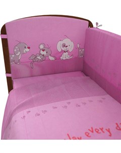 Комплект в кроватку Веселая игра 6 предметов розовый Фея