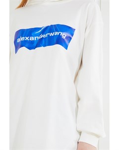 Белое худи с логотипом Alexanderwang.t
