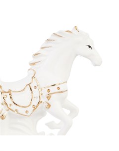 Статуэтка Лошадь с седлом белый с золотом Royal classics