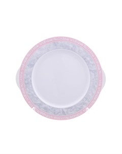 Тарелка для торта 27 см Яна серый мрамор с розовым кантом Thun