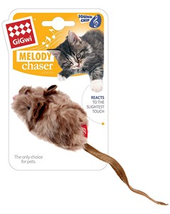 Игрушка для кошек Melody Chaser Мышка со звуковым чипом 9 см 1 шт Gigwi