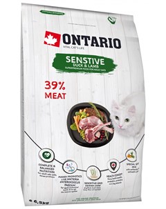 Корм для кошек с чувствительным пищеварением с уткой и ягненком 6 5 кг Ontario