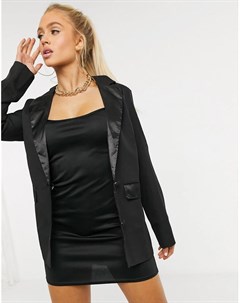 Черный пиджак смокинг с атласной отделкой Club l london