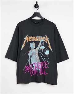 Черная оversized футболка с принтом Metallica Asos design
