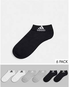 Набор из 6 пар носков до щиколотки с логотипом в черном сером и белом цвете adidas Training Adidas performance