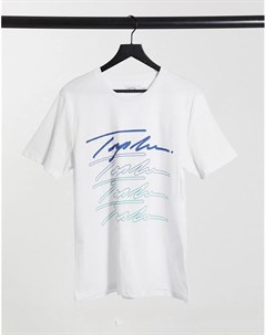 Белая футболка с фирменным принтом подписью спереди Topman