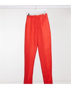 Красные узкие брюки в стиле папин костюм из жатой ткани на высокий рост ASOS DESIGN Tall Asos tall