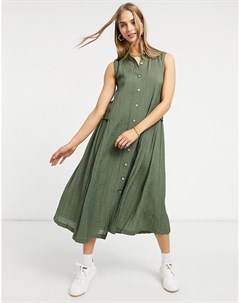 Зеленое платье миди на пуговицах YAS Lea Y.a.s