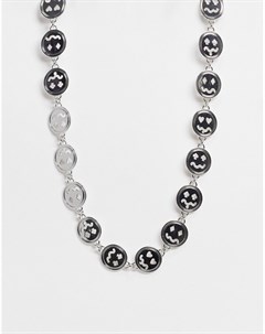 Серебристое короткое ожерелье средней толщины 7 мм со смайликами Asos design