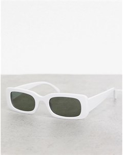 Солнцезащитные очки в белой прямоугольной оправе New look