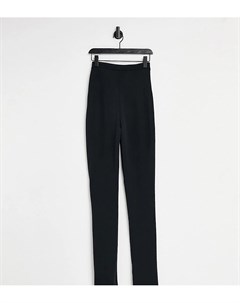 Черные эластичные классические брюки с завышенной талией и разрезом спереди Flounce london tall