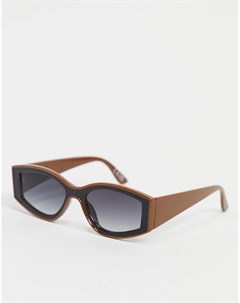 Овальные солнцезащитные очки в черно коричневой пластиковой оправе со скошенной отделкой Asos design
