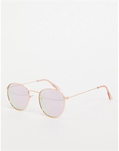 Круглые солнцезащитные очки в розово золотистой оправе в стиле 70 х New look