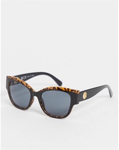 Черные гламурные солнцезащитные очки с леопардовой оправой River island