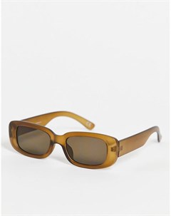Коричневые солнцезащитные очки в прямоугольной оправе со светло коричневыми стеклами Asos design