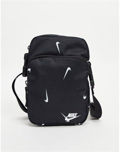 Черная сумка для полетов со сплошным принтом логотипа Heritage Nike