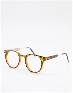 Круглые очки в стиле унисекс с черепаховой оправой и прозрачными стеклами Teddy Boy Spitfire