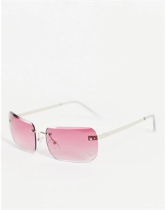 Солнцезащитные очки формы бабочка без оправы с блестящей отделкой и розовыми стеклами Asos design
