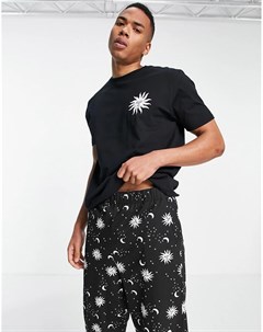 Пижамный комплект для дома с футболкой и брюками черного цвета с принтом звездного неба Asos design