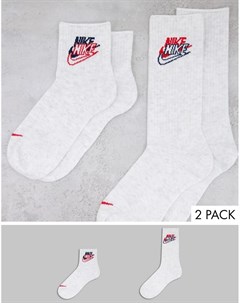 Набор из 2 пар белых носков разной длины Heritage Nike