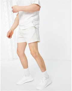 Белые вельветовые шорты со шнурком New look