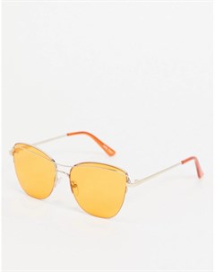 Круглые золотистые солнцезащитные очки в стиле унисекс с оранжевыми стеклами Jeepers peepers