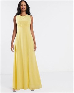 Платье макси лимонного цвета со свободным воротом на спине bridesmaid Tfnc