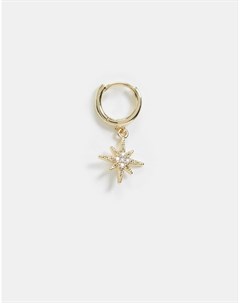 Золотистая серьга кольцо с подвеской в виде сияющей звезды Accessorize
