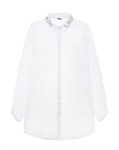 Белая блуза с вышитым логотипом на воротнике детская Karl lagerfeld kids