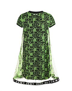 Зеленое платье с буквенным принтом детское Dkny