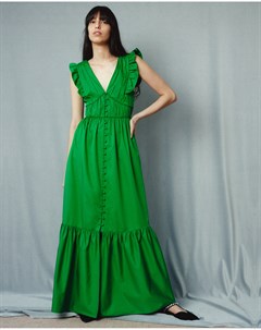 Зеленое платье с воланом Self-portrait