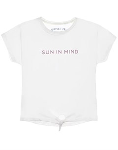 Белая футболка с принтом sun in mind детская Sanetta