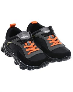 Черные кроссовки Ugly с оранжевыми шнурками детские Diesel