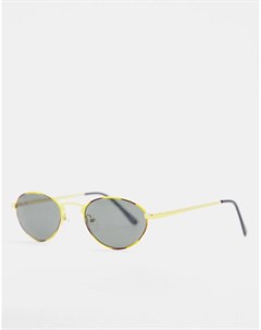 Винтажные солнцезащитные очки мини в золотистой овальной оправе с дымчатыми стеклами Asos design