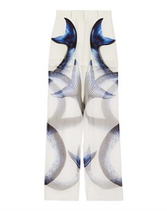 Белые полупрозрачные брюки из шелка с принтом Mermaid Tail Burberry