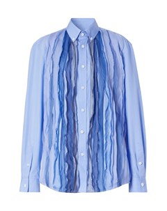 Голубая рубашка из хлопка с отделкой Burberry