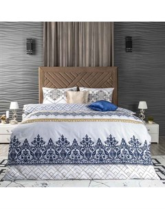 Комплект постельного белья Milo белый с голубым Полуторный Arya home